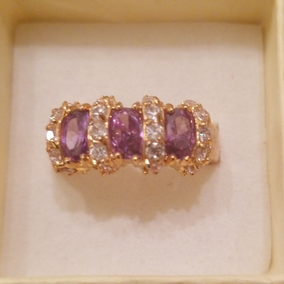 Belle Vie Amethyst 14K Gold-Filled Baguette Ring - Picture 4 of 8